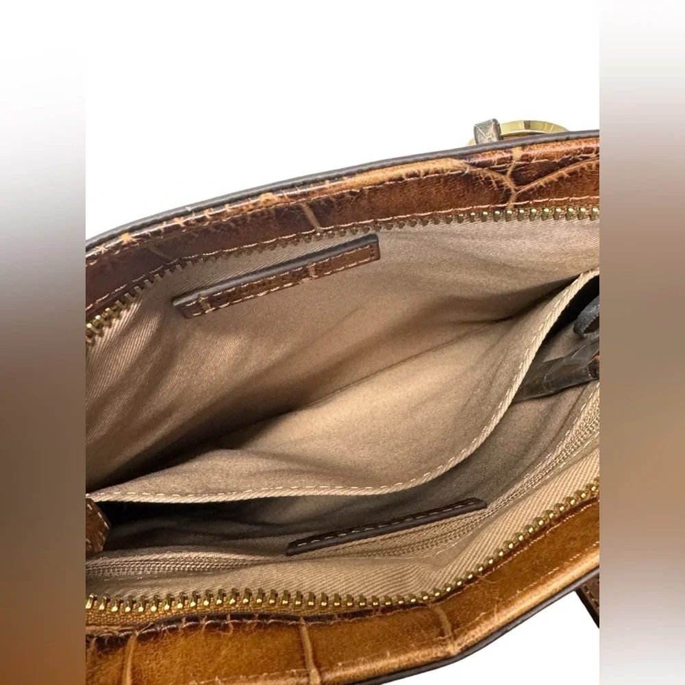 NWOT G.l.L.I. Croco Brown Leather North/ South Andria Crossbody